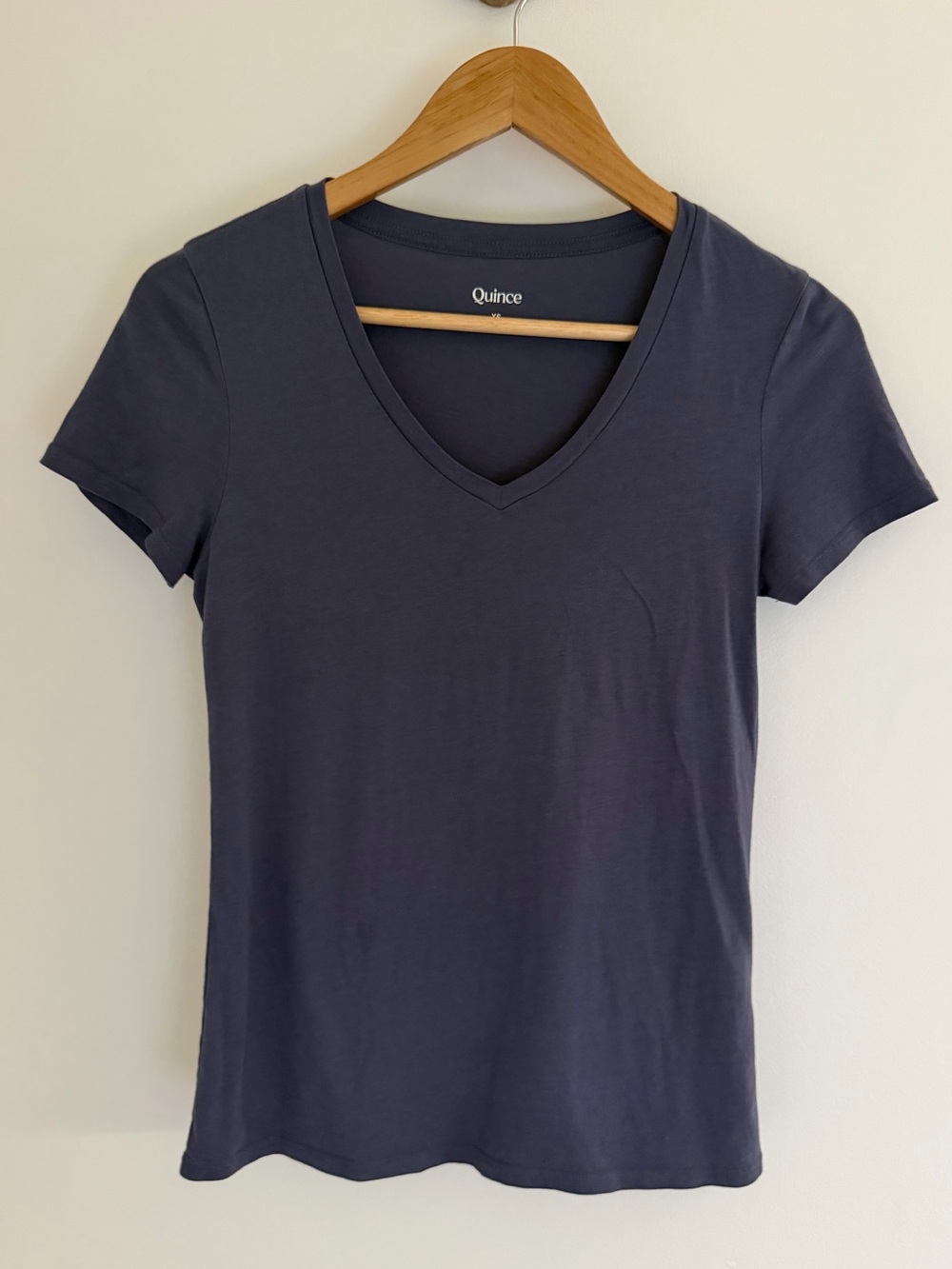 Quince Cotton Modal V-Neck Tee Storm Blue XS